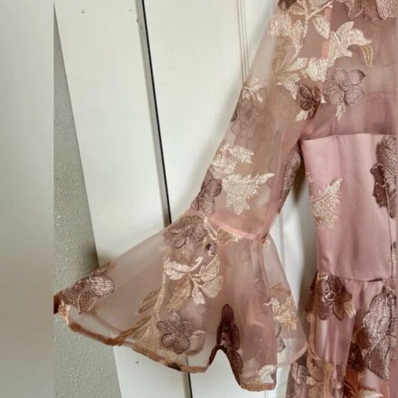 NWT: Eliza J Pink Embroidered Floral Fit & Flare Cocktail Dress - Picture 4 of 4
